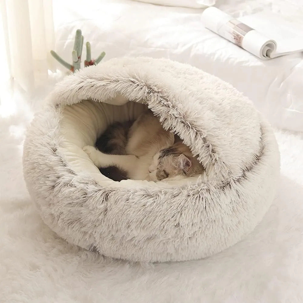 cat cocoon bed with a cat inside