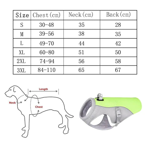 size chart for dog coats