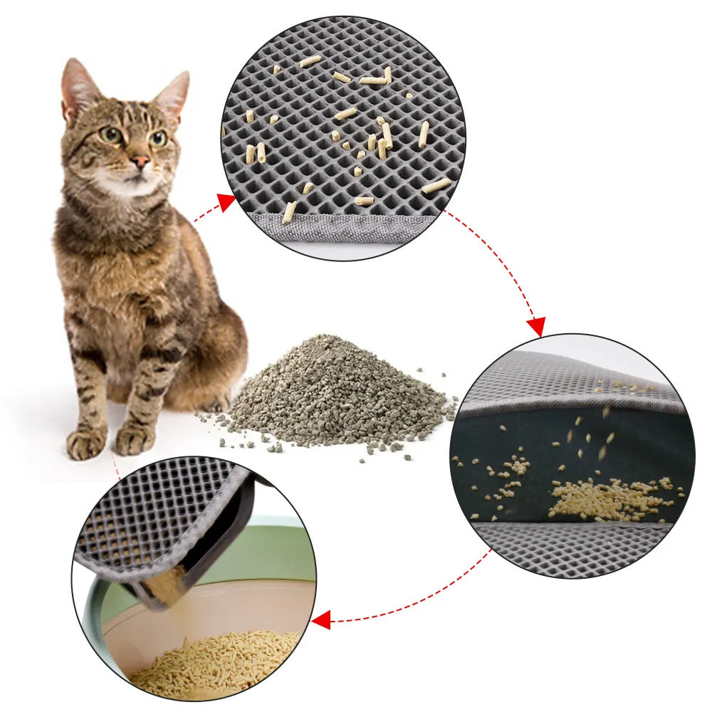 instructions on how a cat litter mat works with a cat